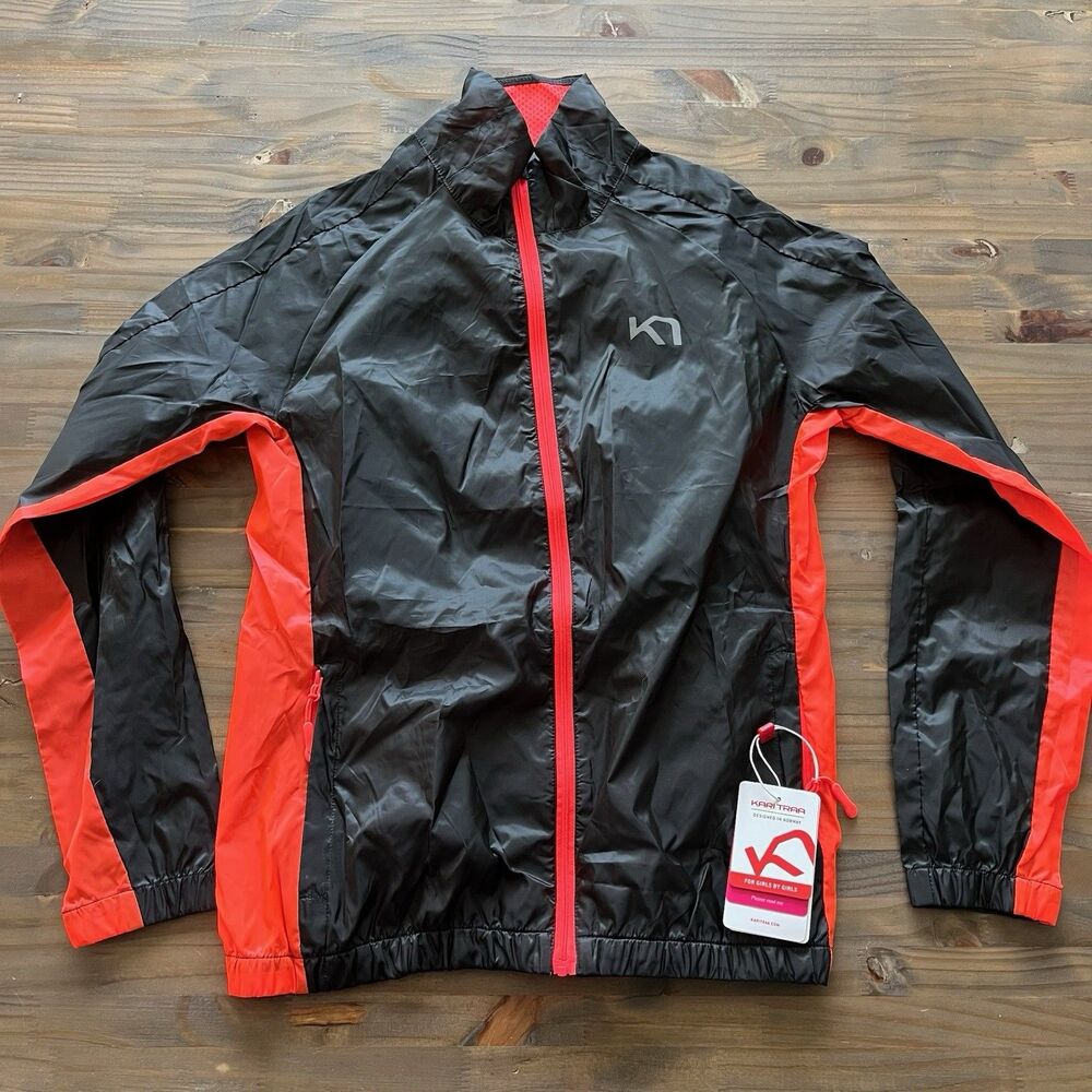 Kari Traa Kristin Jacket Womens Small Lightweight Windbreaker Black Red NEW